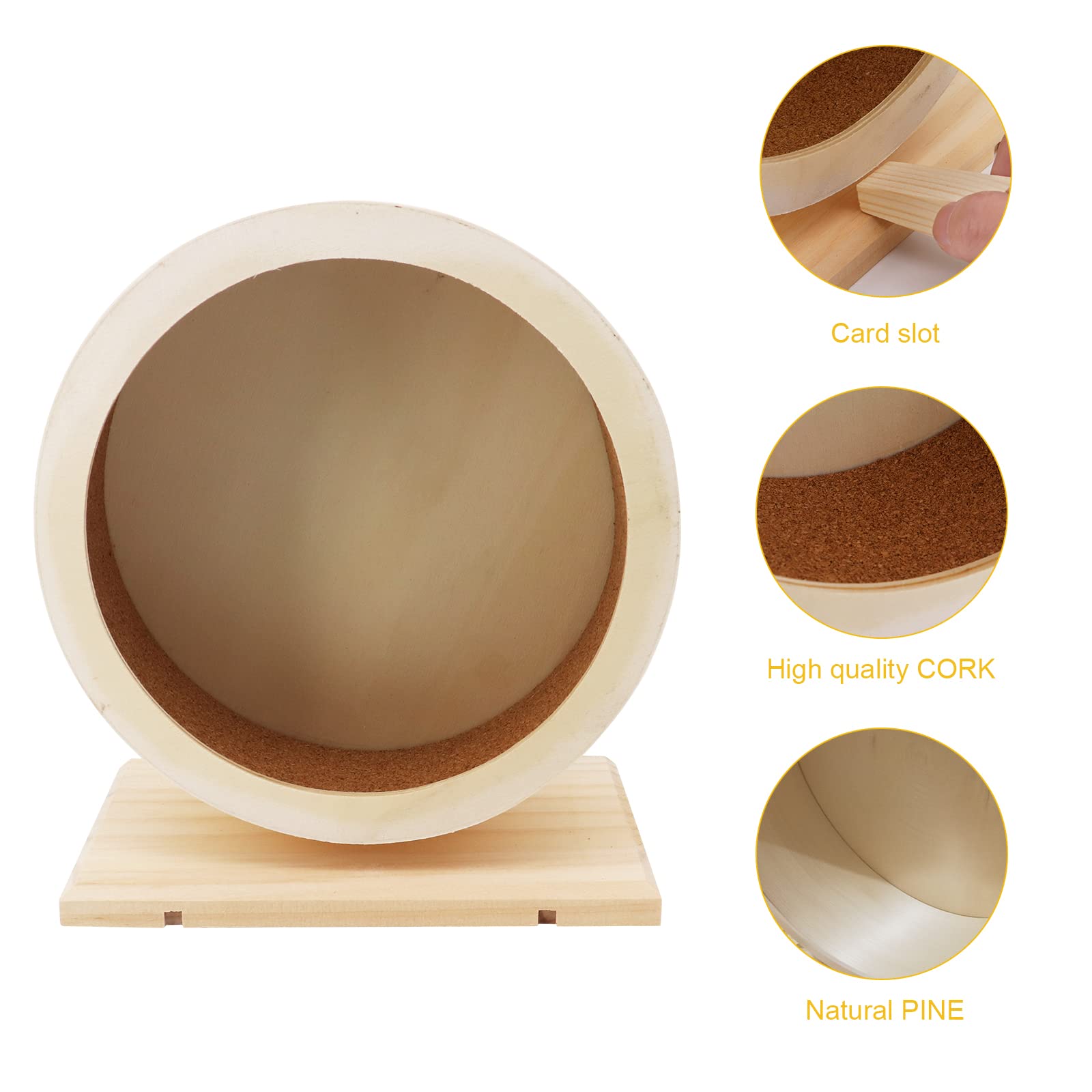 Rueda de hámster de Madera, Rueda de Ejercicio para Mascotas pequeñas, Rueda giratoria silenciosa para Descanso y Ejercicio de hámsters sirios, jerbos, Ratones, Enanos(M,Φ/21cm)