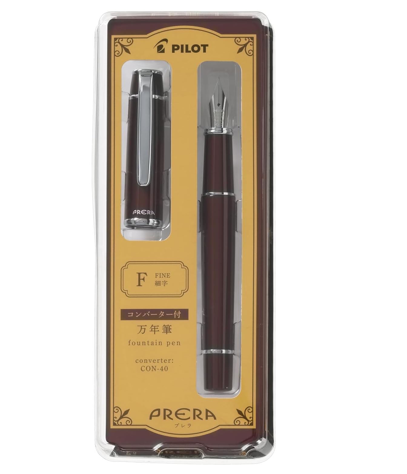 PRERA Pilot Fountain Pen Red Brown Fine Pont P-FPR-1-RBN-F With Original Stylus Ballpoint Touch Pen