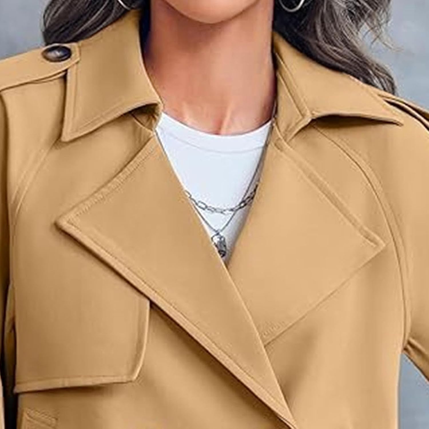 Women Crop Double Breasted Trench Coat Raglan Sleeve Work Office Casual Cropped Jacket with Pockets 2026 Trendy