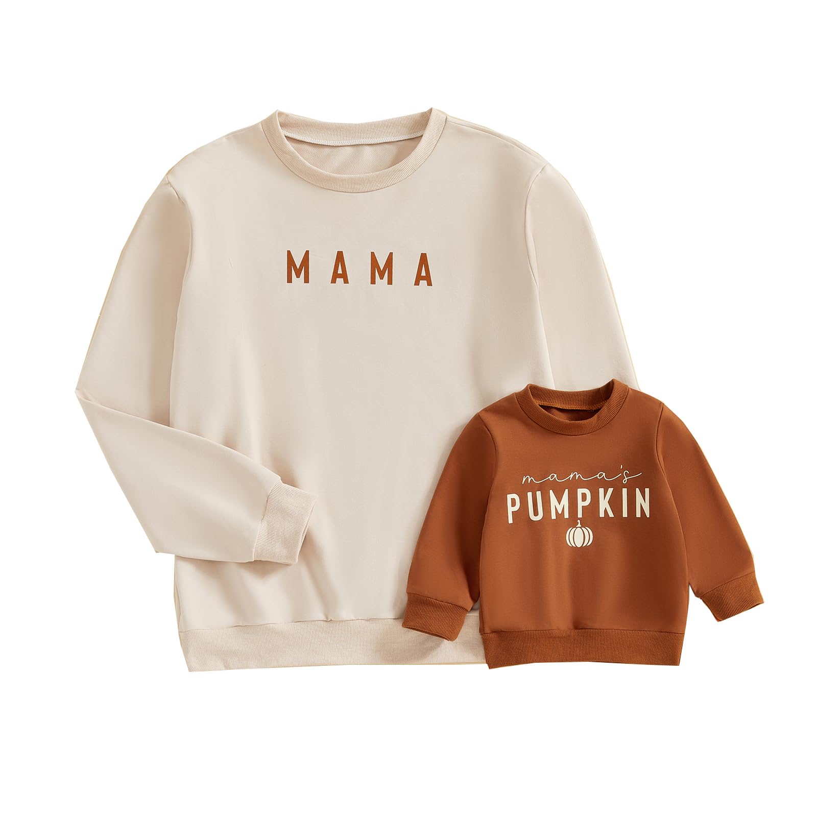 ZZLBUFMommy and Me Matching Outfits Letter Print Crewneck Pullover Sweatshirt Long Sleeve Shirt Tops Baby Clothes