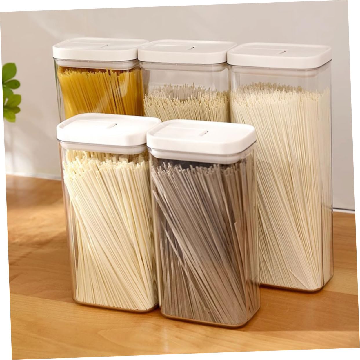 Ciieeo 3piezas Caja De Almacenamiento De Pasta Reutilizable Organizador De Espagueti Hermético Tapa Para Almacenar Pasta Noodles y