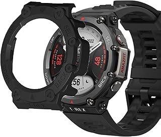 Compatible for Amazfit T-Rex 2 Case, Lamshaw Anti-Scratch Lightweight Shockproof Bumper Case Cover Compatible for Amazfit T-Rex 2 Smart Watch (Black)