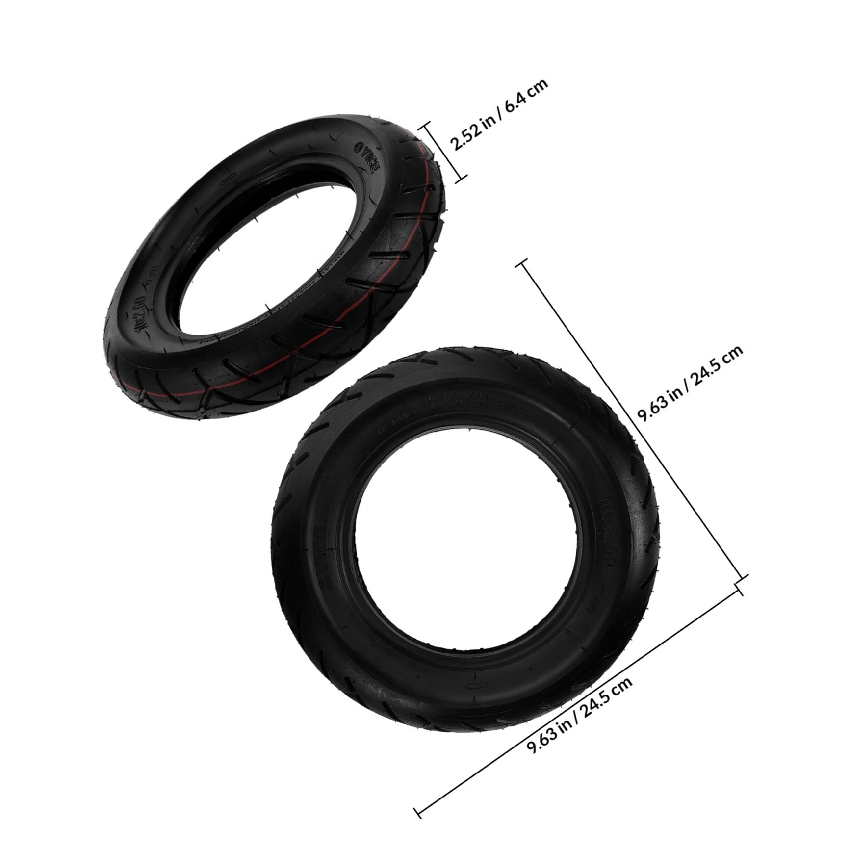 Neumático de Caucho para Scooter Eléctrico 10x2.5 Negro Resistente y Antideslizante Fácil Instalación y Reemplazo Rápido para Patinete Eléctrico