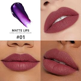 evpct Deep Mauve Red Peel Off Lip Stain Tints with Tweezer, Matte Liquid Lipstick Lip Stain Long Lasting Waterproof for Women, Non-stick Cup Lipstick Peel Off High Pigment Smudge-proof Easy Apply, 01