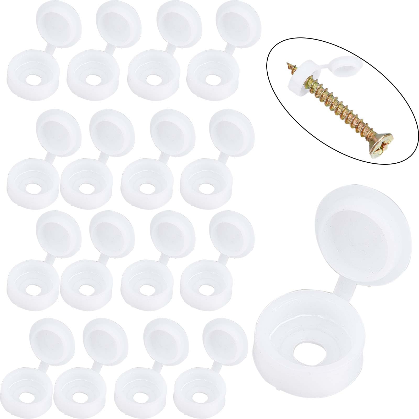 Shutter Screw Caps Windfall Plastic Screw Cover Caps, 100Pcs Plastic Hinged Screw Cover Caps Washer Flip Tops Multiple Colour For Furniture Hardware Home Supplies Screw Cap Covers - Foto 10