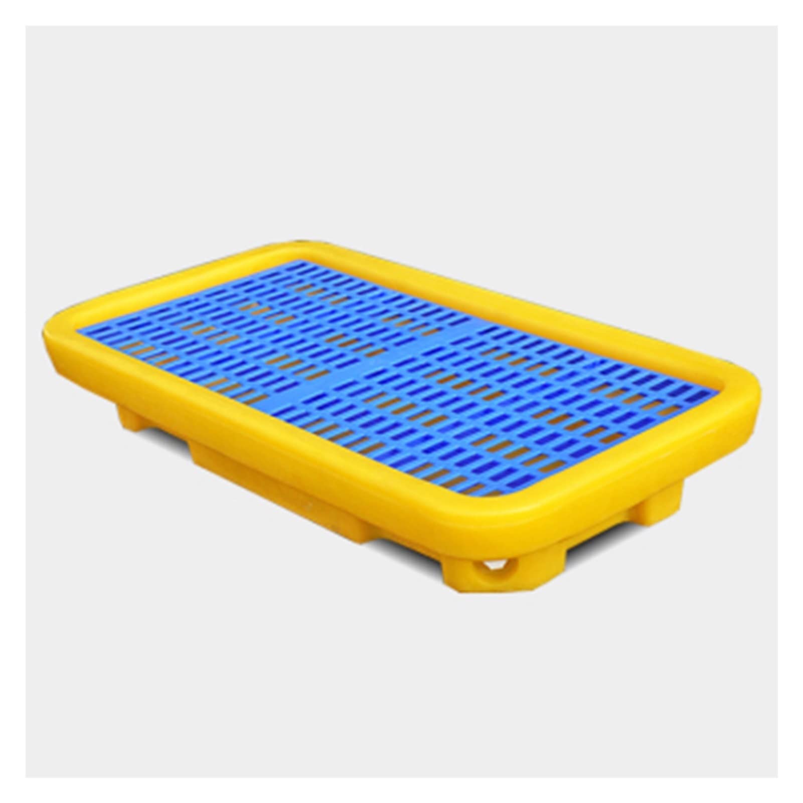 Palet antiderrames de Polietileno Amarillo para Dos bidones, Bandeja de plástico a Prueba de Fugas, Apto para apilar bidones de Aceite, Tanques IBC, Cubos de Pintura, etc., con Capacidad de