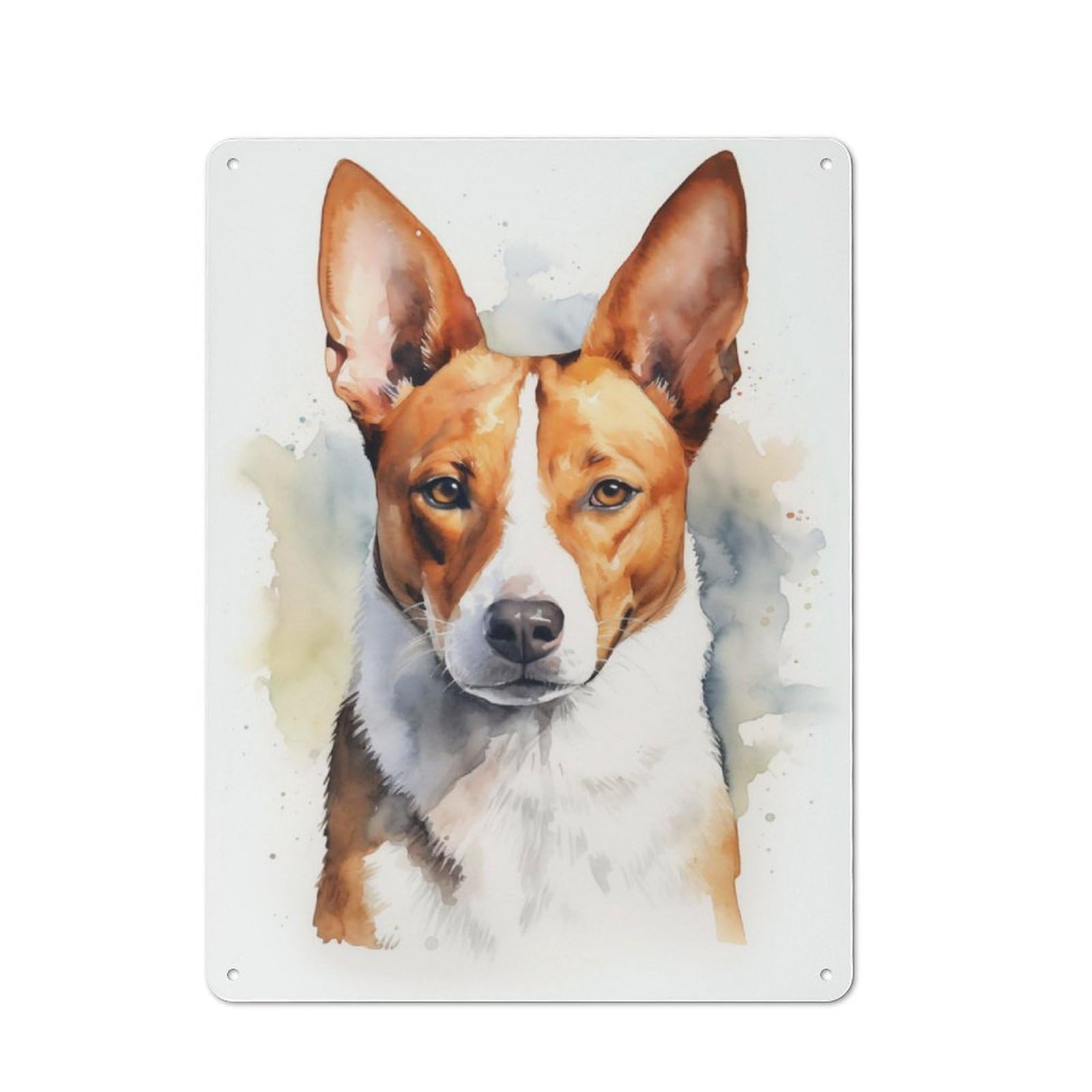 Junmoney Watercolor Basenji Retro Metal Wall Sign 40X30cm With For Bar Or Restaurant, Gift Idea For A New Home And Metal Sign Collection