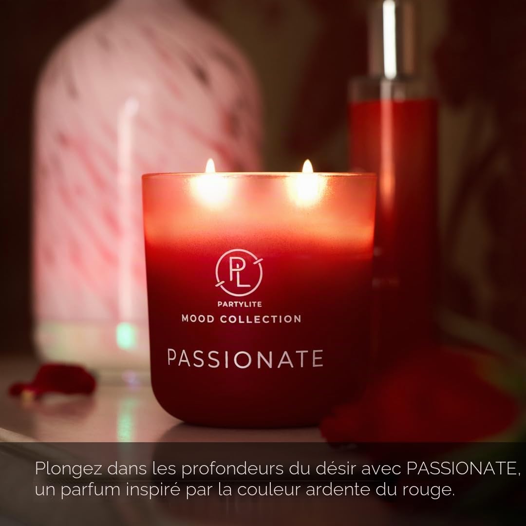 PartyLite Bougie parfumée en pot Passionate Ombre – Collection Mood à 2 mèches, parfum citron Meyer, freesia et bois de cèdre, 24 à 48 heures de combustion, atmosphère romantique et luxueuse