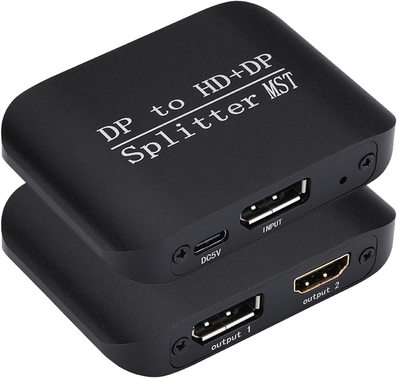 DisplayPort to HDMI + Displayport Splitter Adapter Support MST Extend/Mirror Mode, 4K@60Hz DP to DP + 4K HDMI Output, Display Port Adapter hub for Desktop, PC, Laptop, Extend Display