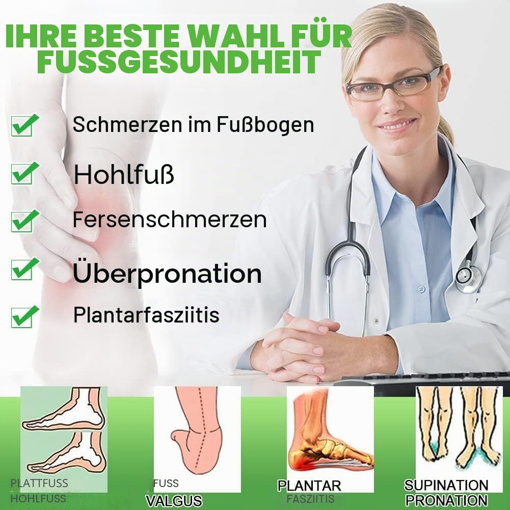 Ailaka Kids Orthotic Arch Support Schuheinlagen, PU-Schaumpolstereinsätze für Kinder für Plattfüße, Plantarfasziitis, Schmerzlinderung an den Fersen (Grün, 36-38 EU 24cm)
