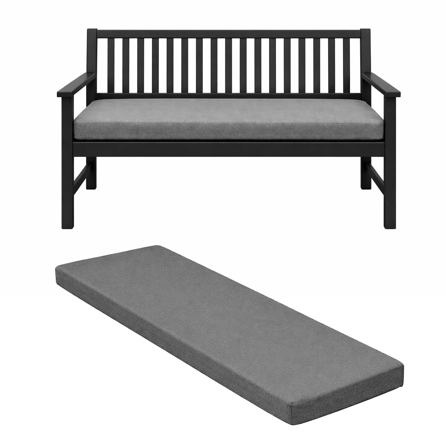 Pinkfairy Garden Swing Hammock Bench Cushion | 3 Seater 143cm x 52cm x 6cm Thick Canopy Outdoor Patio Furniture Replacement Cushions Seat | Water Resistant Soft & Comfortable (Charcoal Grey)