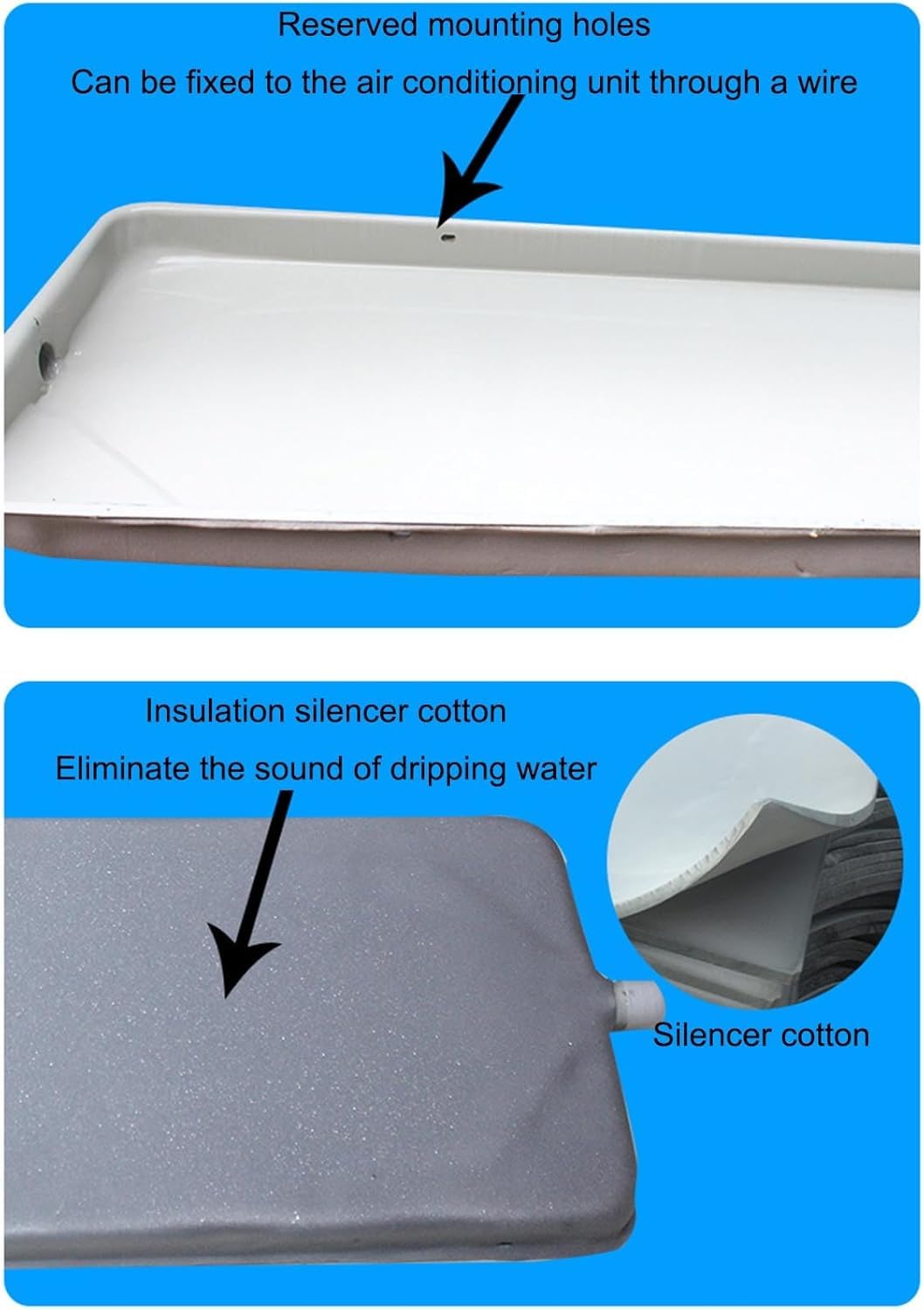 Bandeja De Goteo para Aire Acondicionado con Tubo De Drenaje - Kit De Bandeja De Drenaje De Condensado para Aires Acondicionados, Colector De Agua con Orificio De 111×24cm