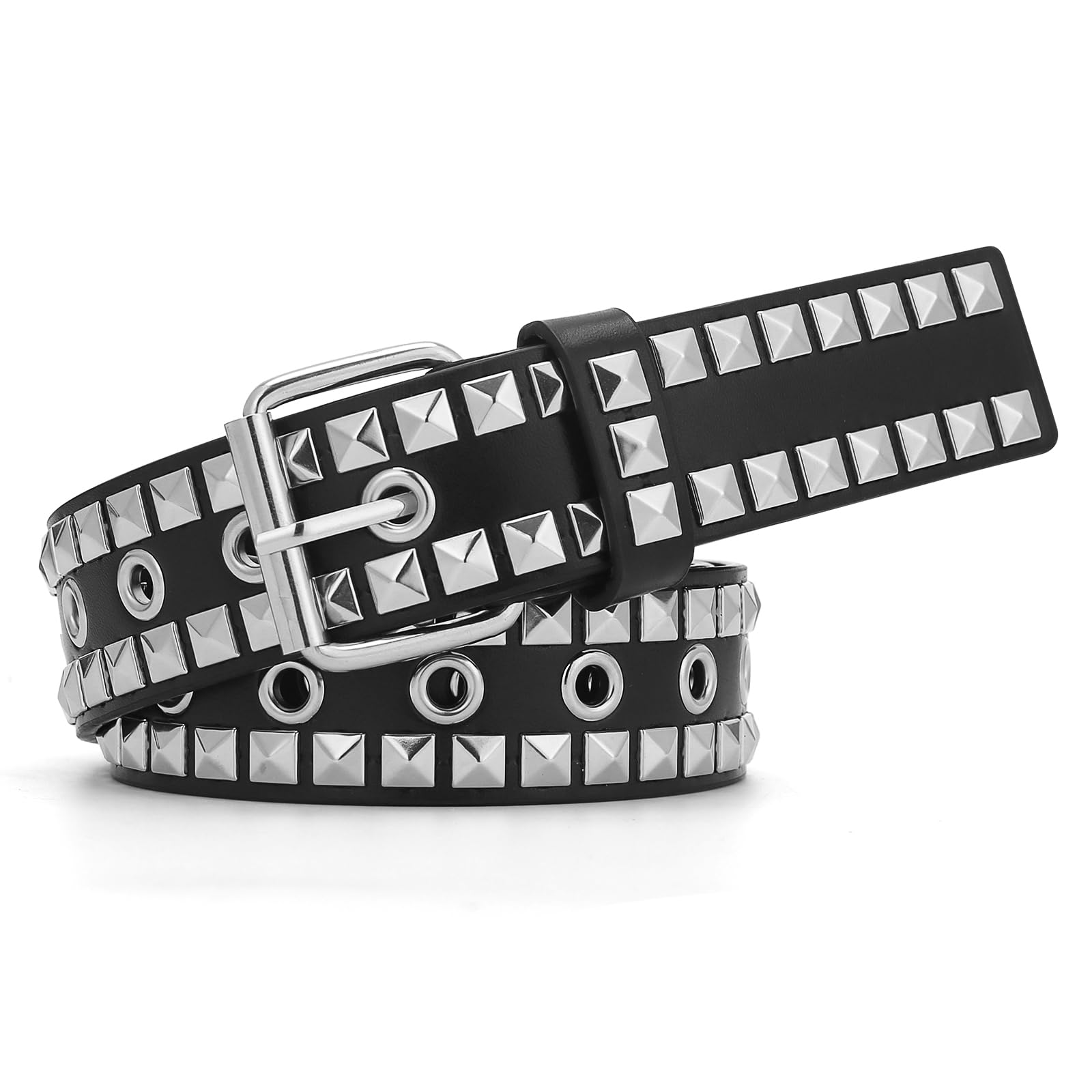 Studded Belt, Metal Punk Rock Rivet Belt with Bright Pyramid Studded for Women Men