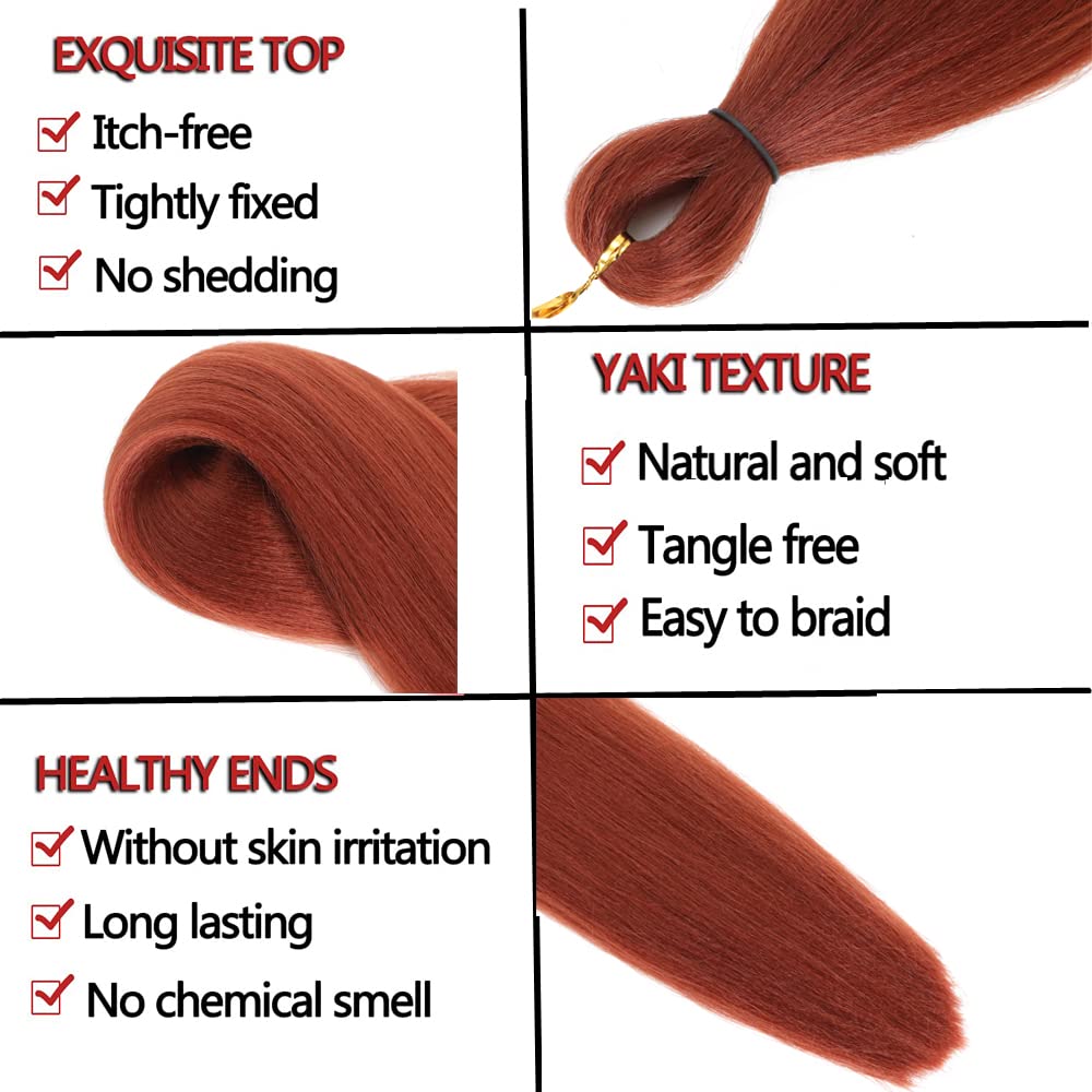 Pre Stretched Braiding Hair 30 Inch 8 Packs Professional Soft Yaki braiding Hair For Braids Hot Water Setting Synthetic Crochet Hair Extensions (350#, 30 Inch (Pack of 8))