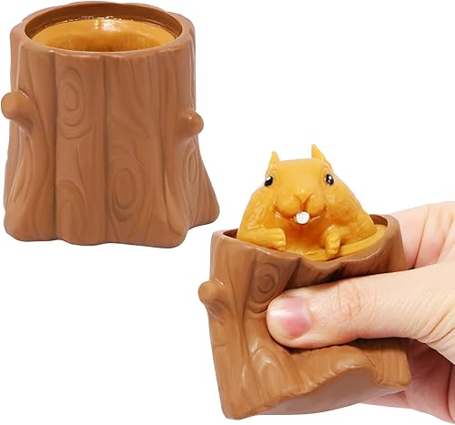 EVERMARKET Squeeze Squirrel, Descompresión Evil Squirrel Cup Sensory Fidget Toy Funny Rubber Squish Stress Relief, Regalos extraños para amigos