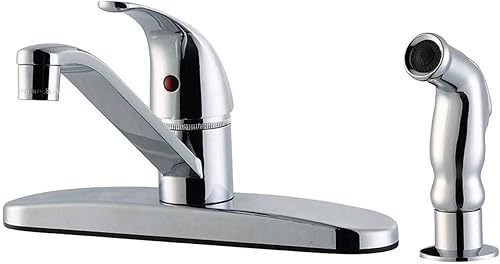 Design House 584037 Middleton Grifo de cocina de una sola manija con rociador lateral, cromo pulido disponible en Yaxa Peru