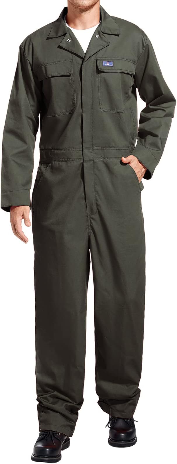 Men's Long Sleeve Coverall, Stain & Wrinkle Resistant Mens Work Coverall with Multi Pockets