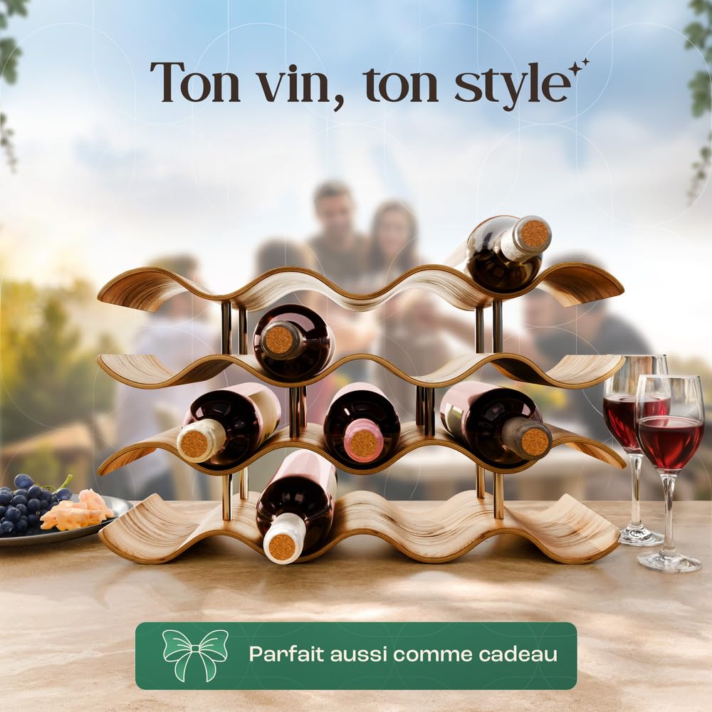 Dreiklang - be smart Casier à vin en Bois pour 12 Bouteilles | Stable et autoportant, Design Moderne et décoratif | Compact, Gain de Place, étroit, 3 Niveaux (41,5 × 22,5 × 15,5 cm)