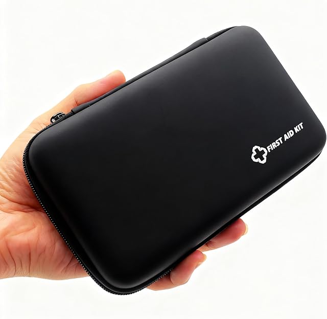 Small First Aid Kit Portable Compact Waterproof Mini Refill Supplies for Home Car Travel Camping Truck Hiking Sports Office & Outdoor Emergencies Black
