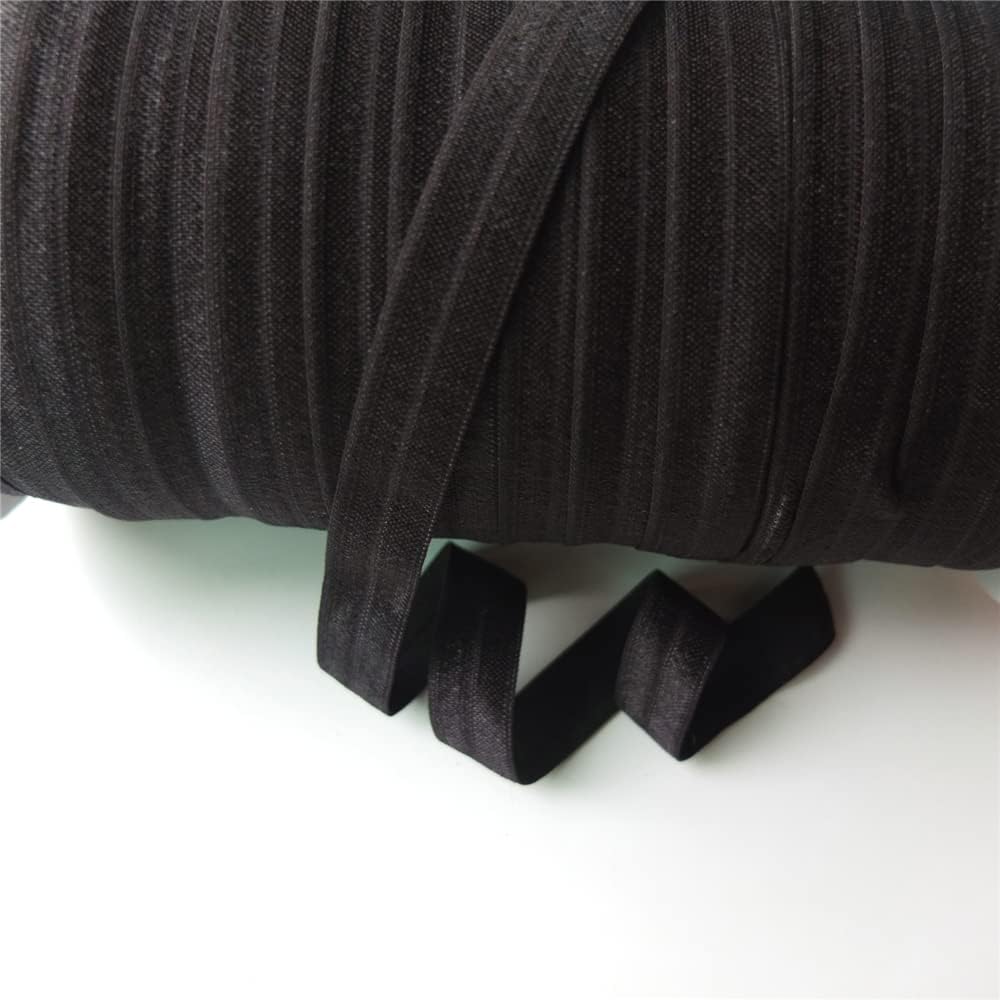 Nylon Elastic Bands 5/8'' Fold Over Sewing Elastic Ribbon DIY Craft Garment Hair Accessories Making (Black 100 Yards)