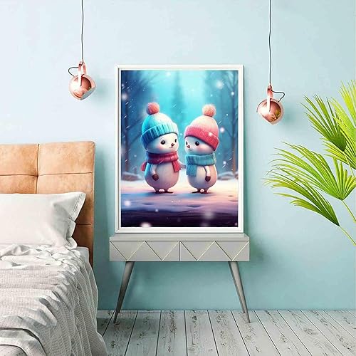 Miniatura 3 de Reofrey Kits de pintura de diamantes para adultos, muñeco de nieve de Navidad, arte de diamantes de Navidad, taladro completo redondo con diamantes