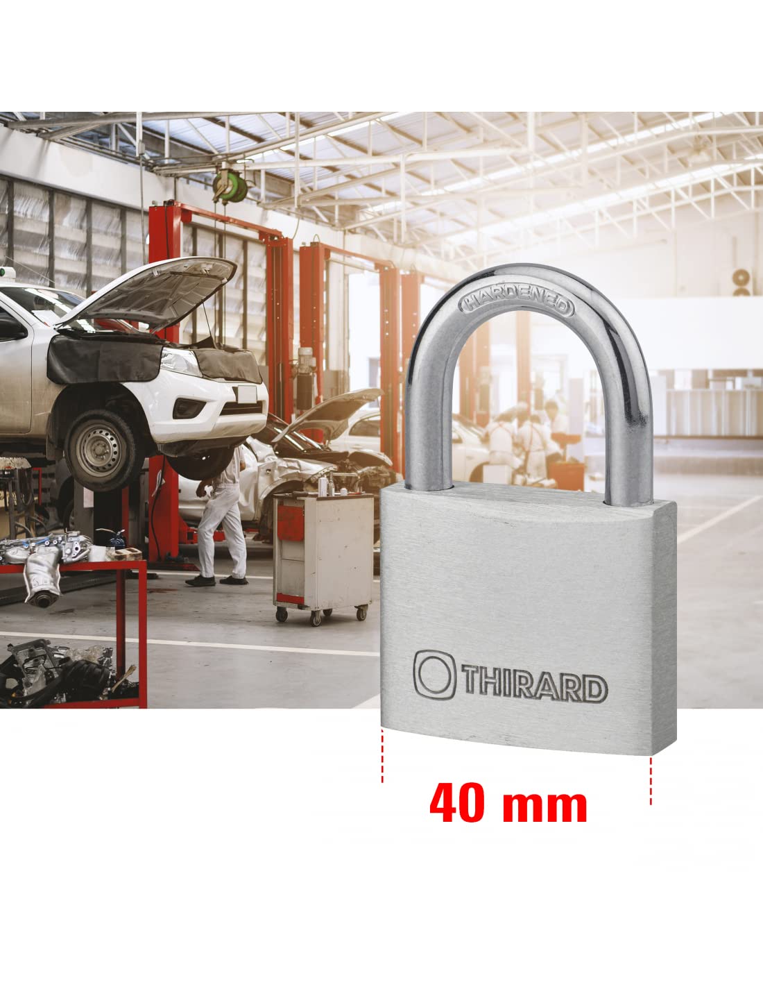 THIRARD 24140 00024140-Type 1 40 mm Hardened Steel Shackle-Padlock- Onyx- Pin Mechanism with Double Anchor-Comes with 2 Nickel-Plated Brass Keys - Image 4