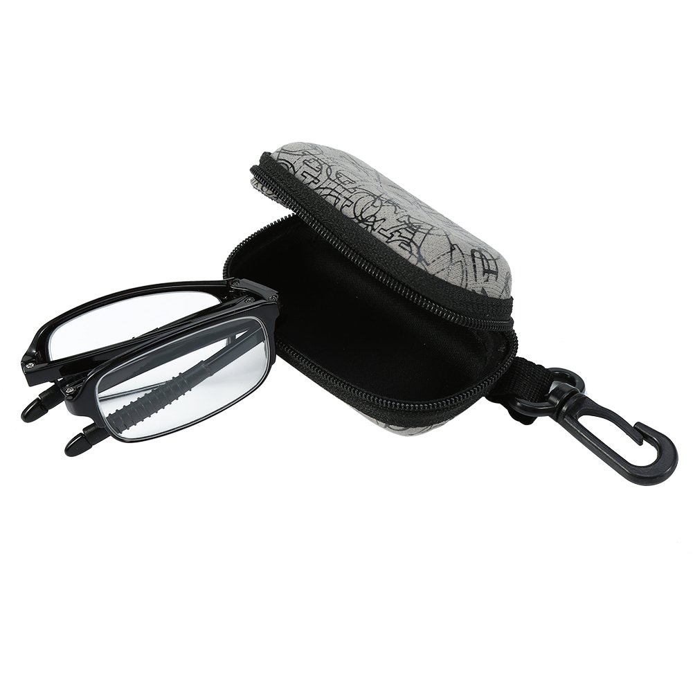 Gafas de lectura plegables, unisex, con cremallera, bolsillos de piel