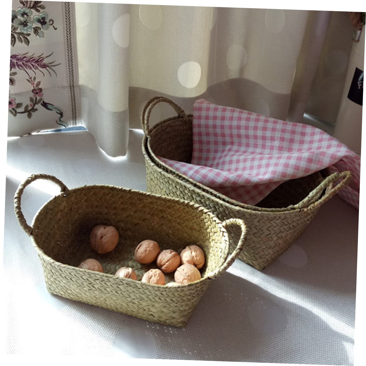 Panier De Rangement Tissé Multi-usage - Pour Fruits, Snacks Ou Décoration - 22x22x8 Cm