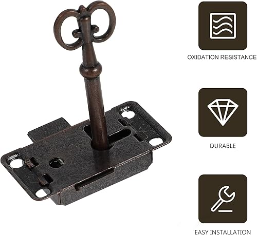 Miniatura 5 de DOITOOL Juego de 4 cerraduras de gabinete vintage antiguas para caja de joyería, cerraduras de metal