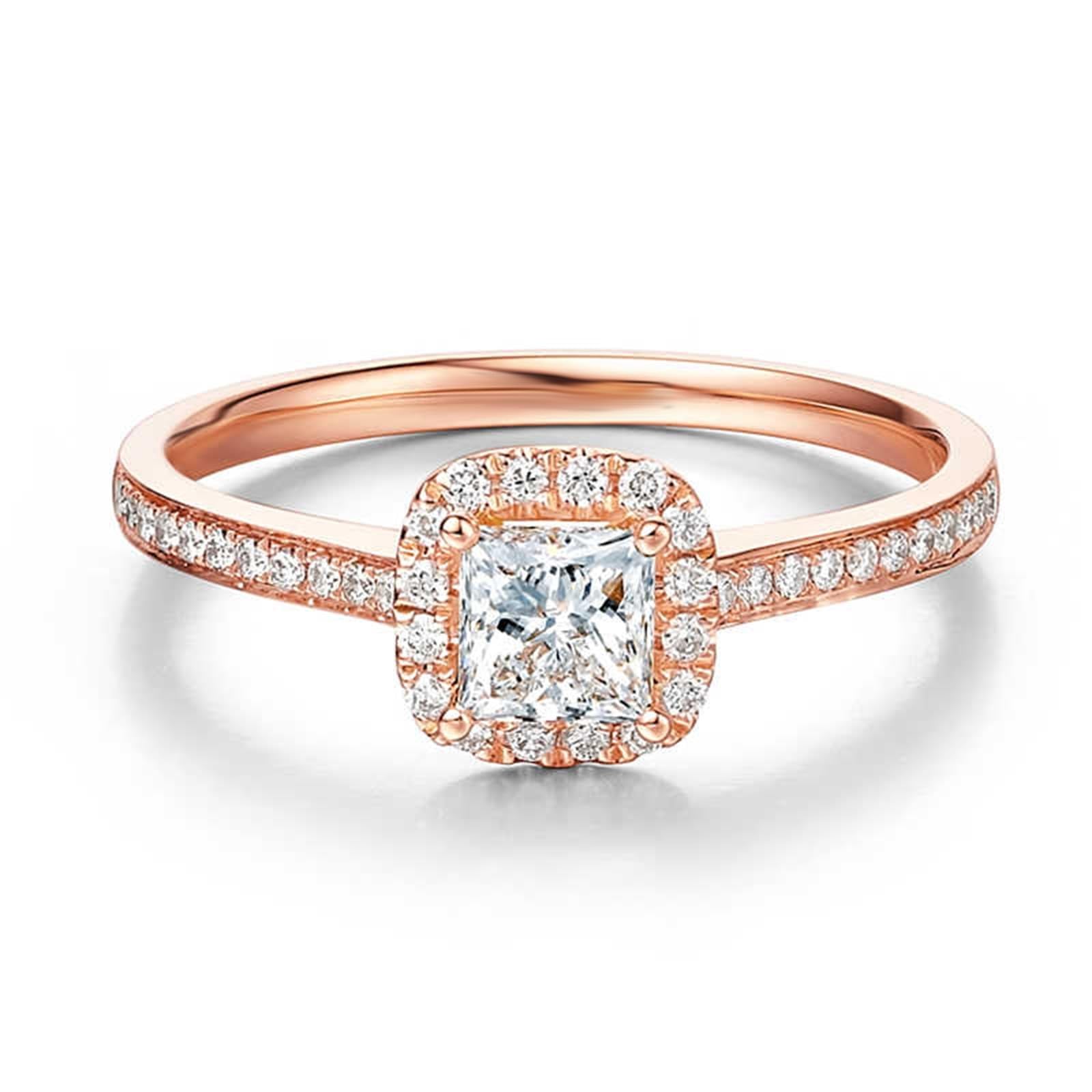 KnSam Hochzeitsring 9K/14K/18K Rotgold Echt Gold, 0.44-0.65ct Labor Erstellt Diamant Bandringe Klassiker, Ring 18/14/ 9 Karat Gold, Gr.47-70