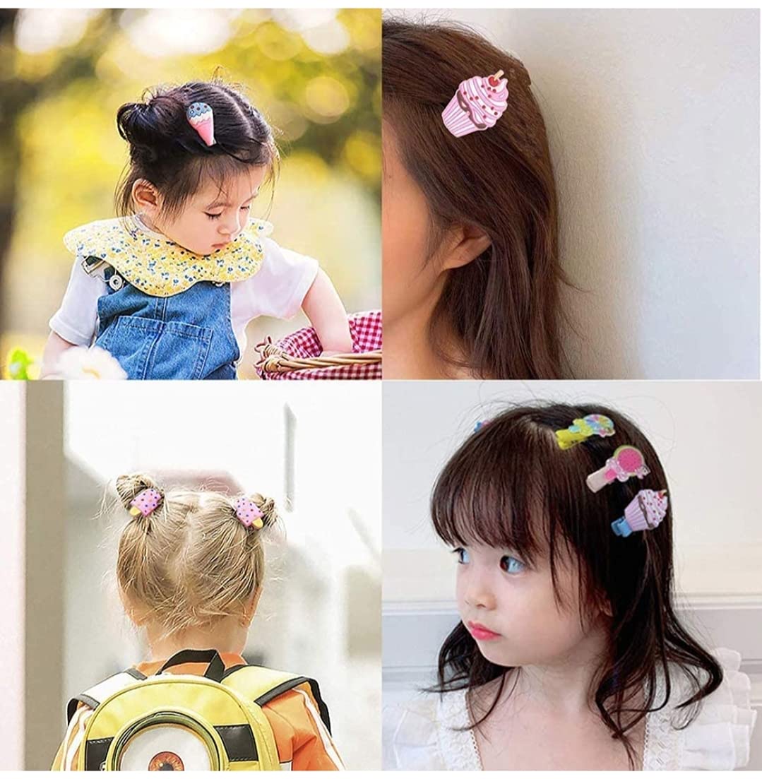Rubela Sonpal Plastic Cute Cartoon Children's Hairpin Ice Cream Cute Girl Baby Hairpin Side Clip Hair Accessories For Girls & Kids, Animal Model, Pack of 10 1