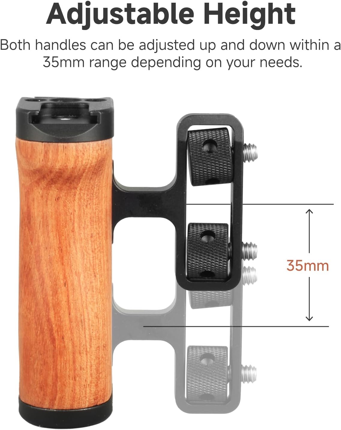 Accsoon Side Handle Handgrip for CineView M7H Pro/M7 Pro/M7 Camera Monitor with 1/4"-20 Threaded Holes, 35mm Up and Down Adjustable Reversible Grip for Monitor/Smartphone/iPad/Tablet/DSLR Cage-1 Pair
