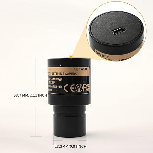 Miniatura 2 de Swift Microscopio compuesto binocular SW380B con cámara de 1.3MP y 5 diapositivas preparadas+5 diapositivas en blanco, 40X-2500X, etapa mecánica