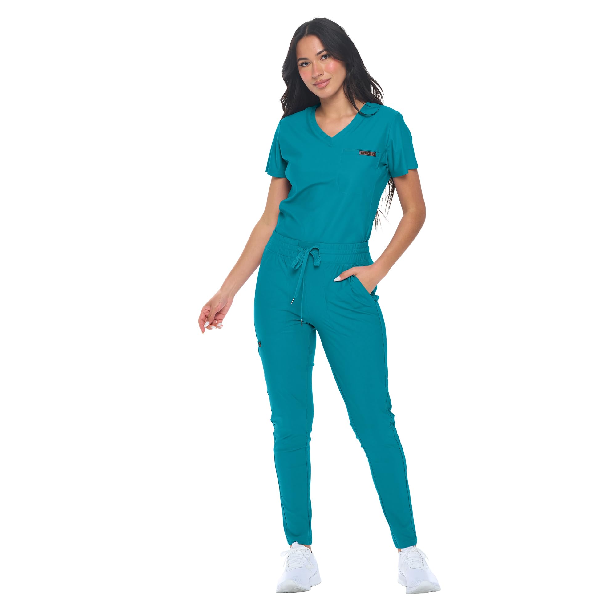 Monarch Uniforms Womens Scrub Top Max Stretch Tuck-in One Pocket Scrub Top for Women