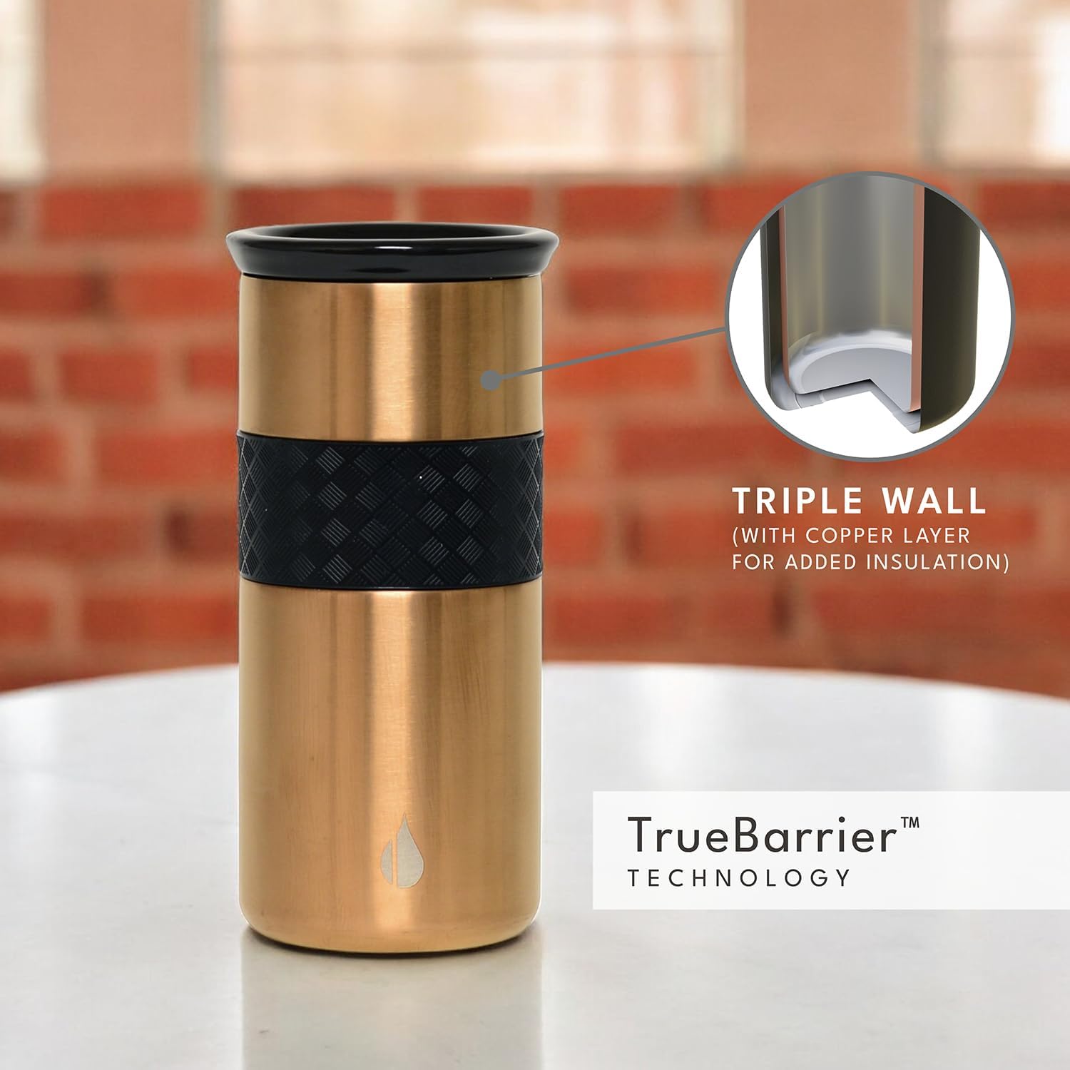 Elemental Artisan Insulated Tumbler, Triple Wall Coffee Travel Mug, Reusable Stainless Steel Coffee Tumbler with Ceramic Lid, Thermal Coffee Cups for Hot (6 Hrs) & Cold (18 Hrs), 16oz - Copper - Image 7