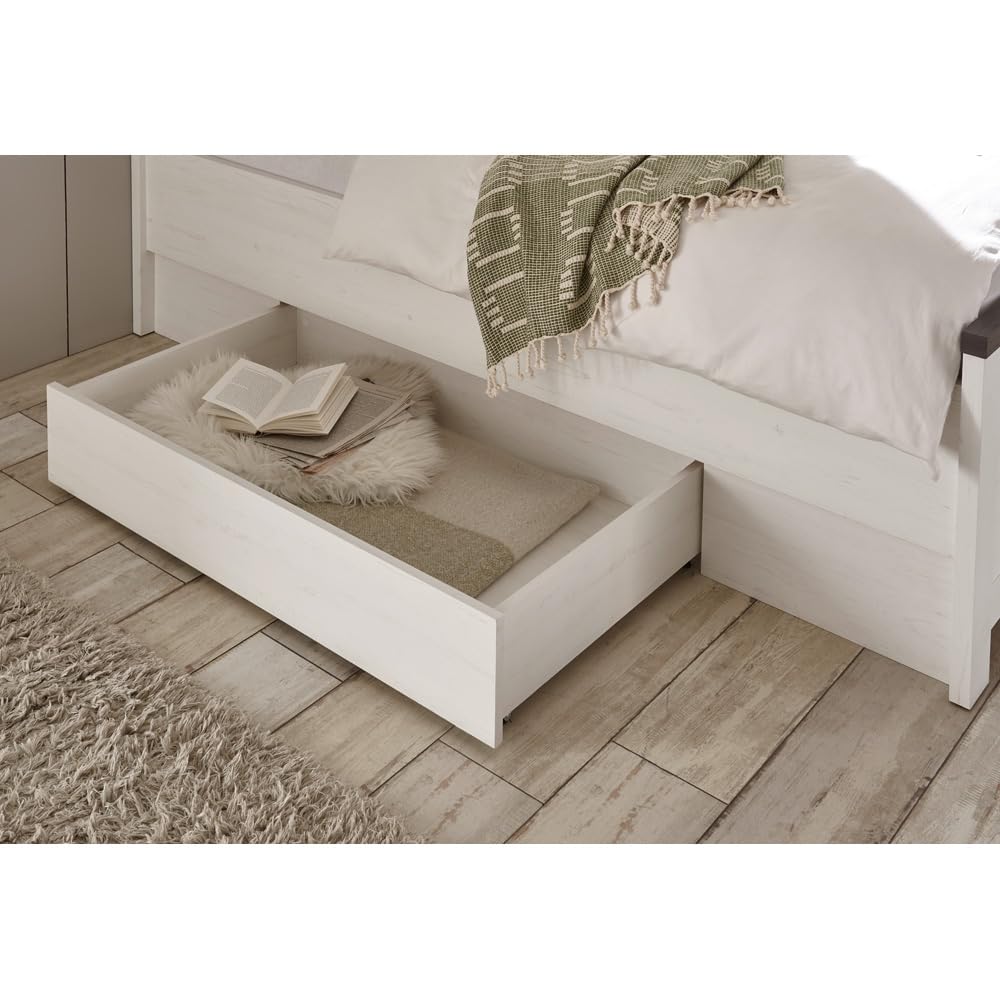 Lomadox Schlafzimmermöbel Komplett Set 5-TLG. im Landhausstil, Pinie weiß Nb. mit Pinie dunkel Nb.