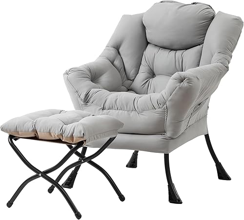 Miniatura 28 de Tiita - Sillón reclinable con otomana, grande, moderno, sofá de ocio, de lectura, con reposapiés, para dormitorio, sala de estar, dormitorios,