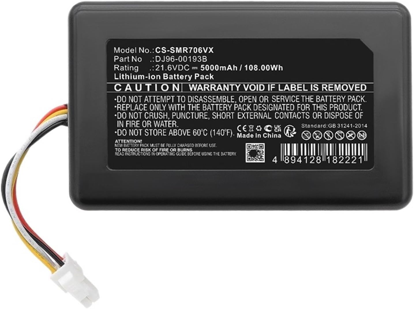 Robot Vacuum Cleaner Battery DJ96-00193B, Compatible For Samsung, PowerBot R7065 R7070, R7090 VR7000 R7040 VR1AM7010UW/AA VR1AM7040WG/AA
