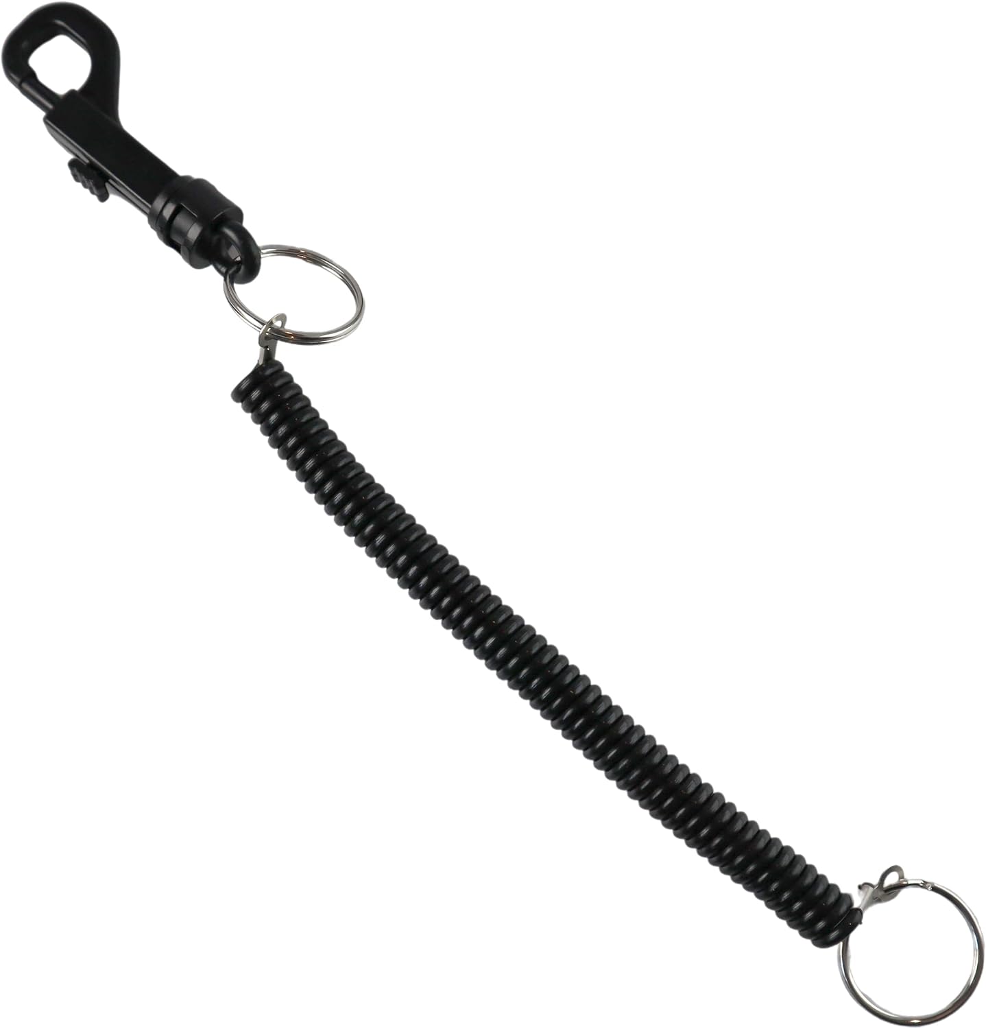 Specialist ID Bulk 100 Pack Bungee Coil Cords - Elastic Stretchy Elastic Swipe Badge & Key Chain Ring Casino Card Clip Leash Lanyards - for Light Duty Use (Black)