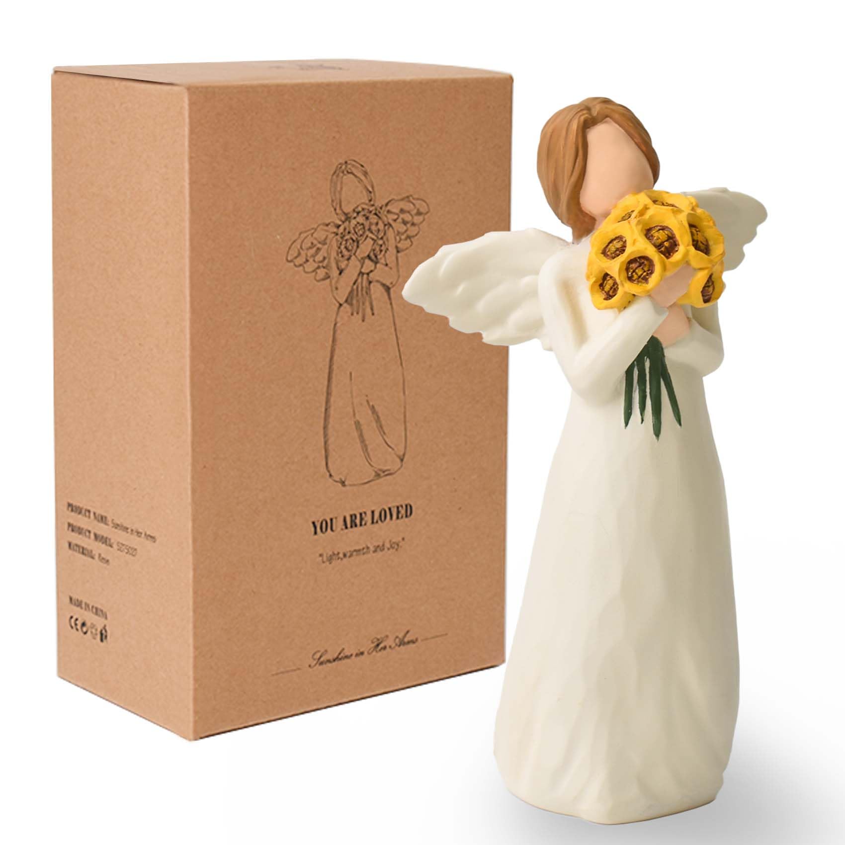 Sunflower Gifts for Women, Guardian Angel Statue, Angels Figurines, Woman Holding Sunflowers Figurines for Thanksgiving, Mother's Day or BirthdayClimatePartner certified
