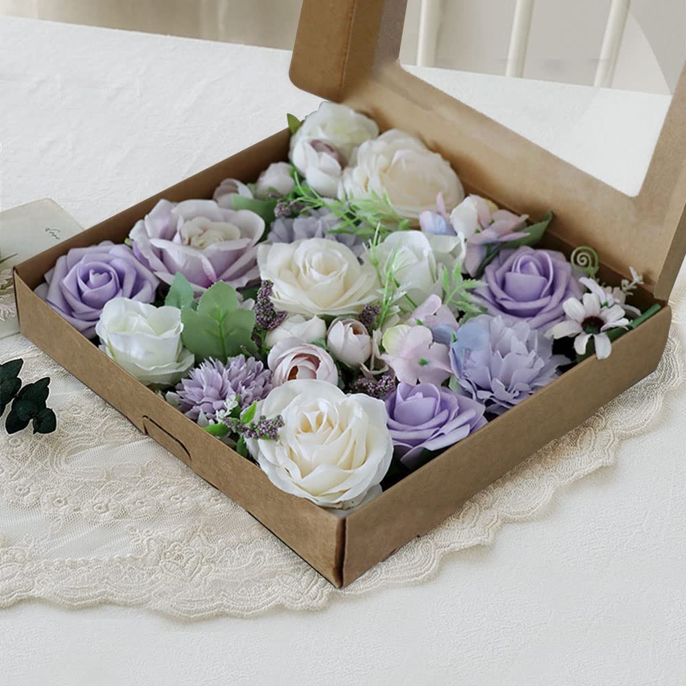 Bouquet Di Fiori Artificiali Misti - Rose In Seta E Schiuma, Per Matrimoni, Fai Da Te E Decorazione Casa