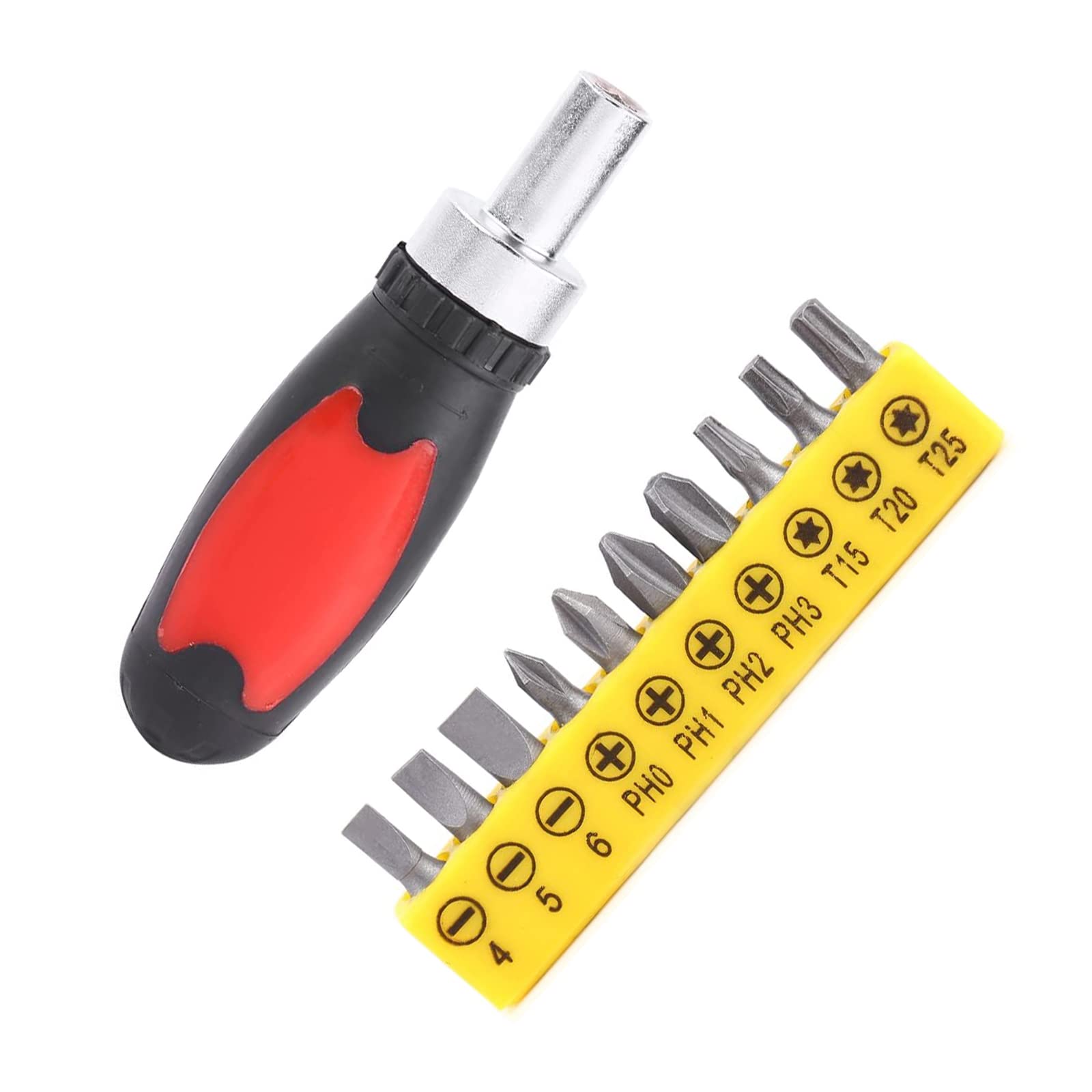 yizhichunHex Socket Star Shape Drive Screwdriver Set Manual 1/4" Screwdriver Kit Screw Driver Set with 10 Driver Bits for Fixtures Appliances Computers