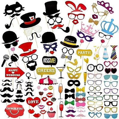 TOAOB 115 Piezas Photo Booth Props Graciosas Divertidas Accesorios Photographiques Accesorios Kit DIY Conjunto Summer Party para Fiestas Vacaciones Boda Beach Cumpleaños Self Photographed | Ya disponible en tu tienda friki favorita! En mundofriki.es!