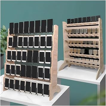 zktoermn Wooden Cell Phone Stand Rack, Portable Classroom Cell Phone Storage Organizer, Large Capacity Mobile Phone Holder Desktop Organizer, for Classroom Office400x150x190 mm