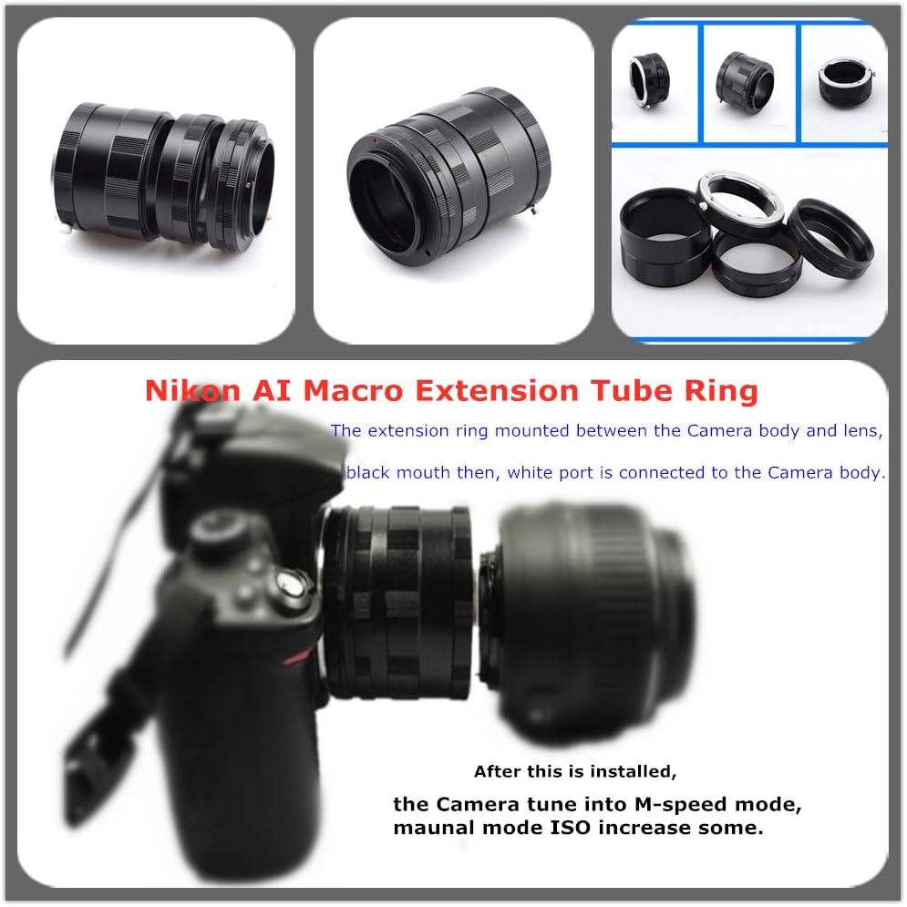 Extension Tube Macro Ring Compatible with for AI D7100,D7000,D5600,D5500,D5300,D5200,D3300,D3200,D3100, D3000,D810,D70, D80, D90, D40,D4,D4S,D3,D3S,D3X,D2,D2H,DSLR Camera image 5