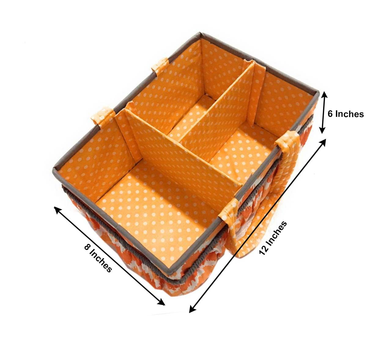 Bacati Mix and Match Unisex Nursery Fabric Storage Caddy with Handles, Orange