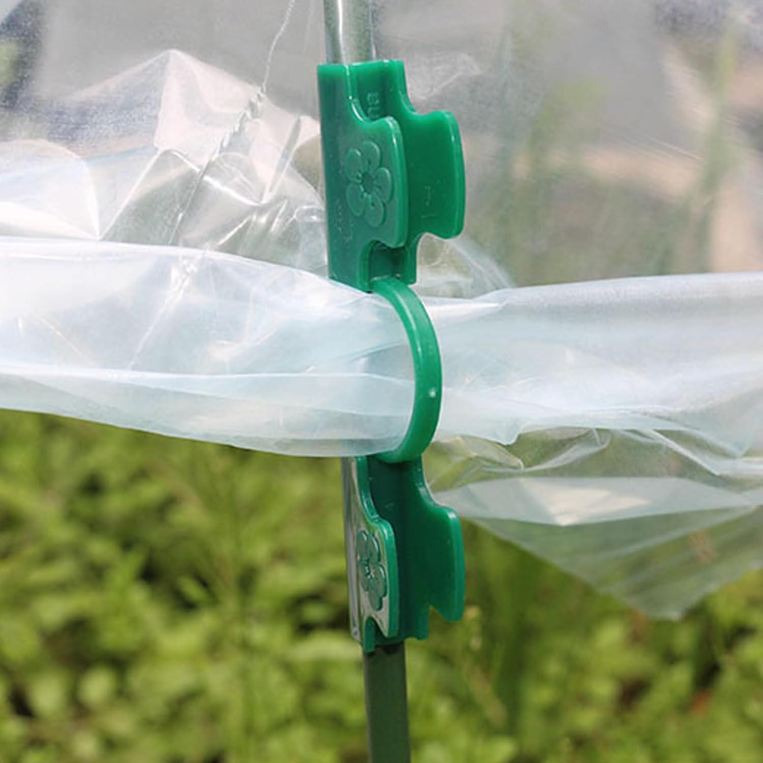 50Pcs Greenhouse Clamp, Non Slip Design Adjustable Double Head Clamps for Greenhouse Film with PE Plastic, for Horticulture Sun Shade (16mm)