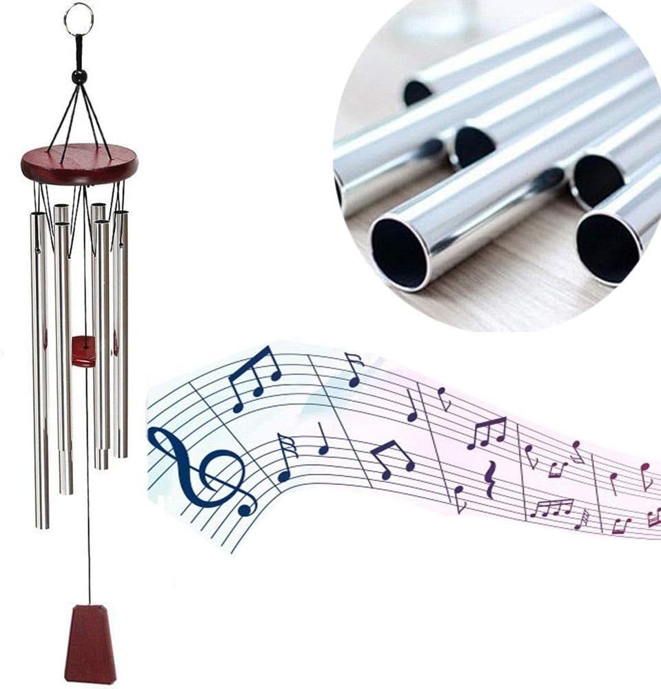 Fielegen Wind Chime, 28" Memorial Wind Chimes for Outside Unique Windchimes Sympathy Wind-Chime Personalized with 6 Tuned Tubes, Elegant Chime for Garden Patio Balcony Backyard and Home Decor