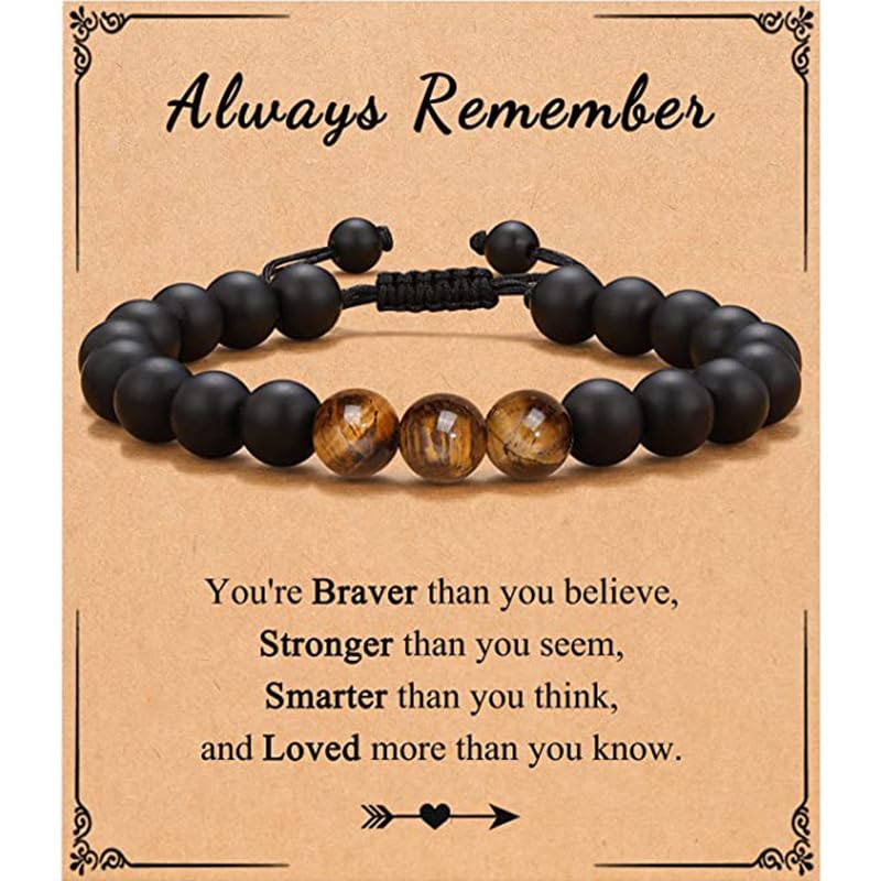 RFTWXHPN Inspirational Gift Bracelets for MenAlways Remember You're Braver Than You Believe Bracelet for Uncle Brother Encouragement Gifts for Men Gift with Message Card