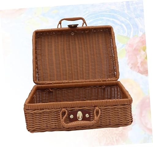 Miniatura 4 de NUOBESTY Organizador de maquillaje tejido, soporte portátil para cosméticos con múltiples compartimentos para cepillos faciales, caja de